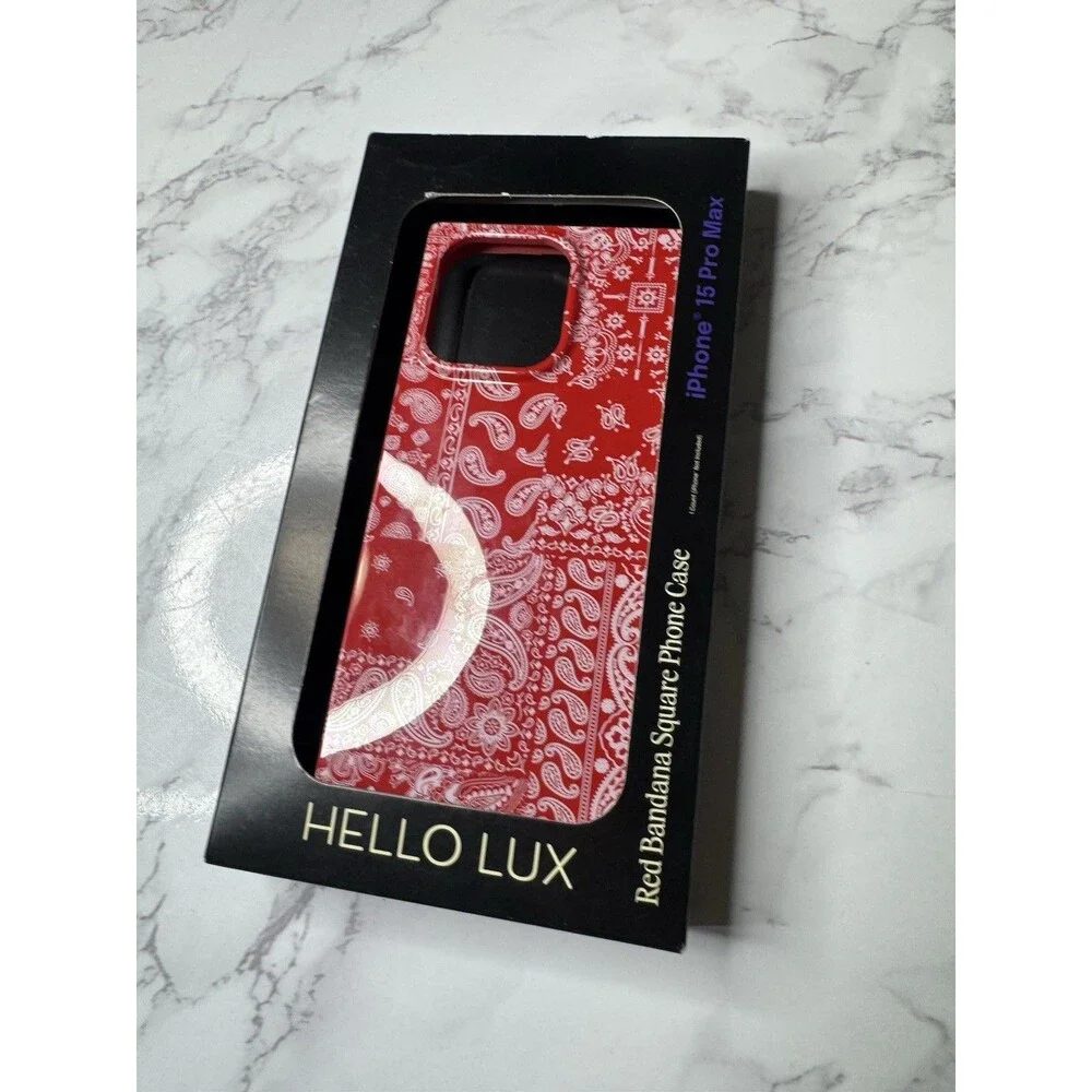Hello LUX Red/White Bandana Glossy MagSafe Phone Case for iPhone 15 Pro Max